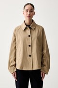 Tommy Hilfiger kurtka przejściowa damska z bawełną beżowa WW0WW49844