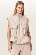 AllSaints bezrękawnik damski skórzany FLOR beżowy W095LE