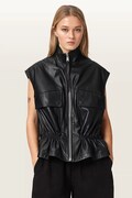 AllSaints bezrękawnik damski skórzany FLOR czarny W095LE