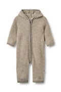 Wheat kombinezon z kapturem dziecięcy z wełny merino zielony 9376-786