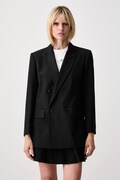 MM6 Maison Margiela marynarka dwurzędowa damska z dodatkiem wełny czarna S52BN0160-M36020