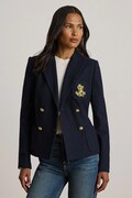 Lauren Ralph Lauren marynarka dwurzędowa bawełniana z elastanem granatowa 200P14021