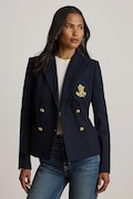 Lauren Ralph Lauren marynarka dwurzędowa bawełniana z elastanem granatowa 200P14021