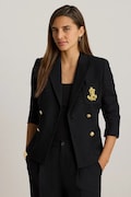 Lauren Ralph Lauren marynarka dwurzędowa bawełniana z elastanem czarna 200P14021