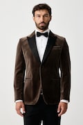 BOSS marynarka jednorzędowa męska welurowa H-Hutson-Tux-Pk-264 zielona 50571975