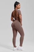BetterMe tajice za jogu za žene Ultrasculpt smeđe srednje visoki struk LEG00040