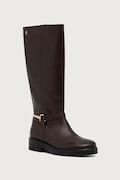 Tommy Hilfiger kozaki damskie skórzane TH STUD LEATHER KNEE brązowe FW0FW09608