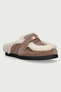 Nokwol papuče dámske kožené Toby Fur Mushroom Suede béžové Toby Fur Mushroom Suede