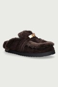 Nokwol papuče dámske kožené Toby Brown Suede Shearling hnedé Toby Brown Suede Shearling