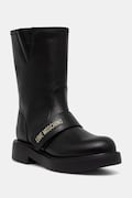 Love Moschino botki na płaskim obcasie damskie skórzane czarne JA24064G1PIA0000