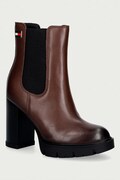 Tommy Jeans μποτάκια Γυναικεία δερμάτινα TJW CHELSEA HIGH HEEL BOOTS καφέ EN0EN03112