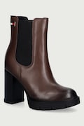 Tommy Jeans botki damskie skórzane TJW CHELSEA HIGH HEEL BOOTS brązowe EN0EN03112