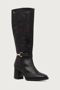 Tommy Hilfiger kozaki na słupku damskie skórzane TH STUD HEEL RIDING KNEE BOOT brązowe FW0FW09551