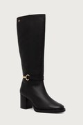 Tommy Hilfiger kozaki na słupku damskie skórzane TH STUD HEEL RIDING KNEE BOOT czarne FW0FW09551