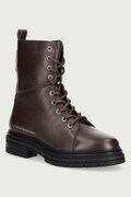 Tommy Hilfiger workery damskie skórzane TH EMBOSS GRAIN LEATHER BOOT brązowe FW0FW09553