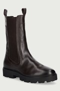 Tommy Hilfiger боти челси дамски от кожа TH STUD LEATHER HIGH CHELSEA кафяви FW0FW09570