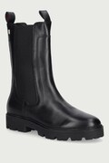 Tommy Hilfiger боти челси дамски от кожа TH STUD LEATHER HIGH CHELSEA черни FW0FW09570