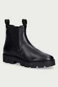 Tommy Hilfiger ghete scurte pentru femei din piele TH MONOGRAM LEATHER CHELSEA BOOT negri FW0FW09562