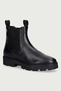 Tommy Hilfiger ghete scurte pentru femei din piele TH MONOGRAM LEATHER CHELSEA BOOT negri FW0FW09562