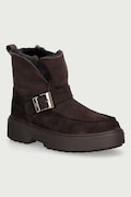 Tommy Hilfiger botki damskie zamszowe TH BUCKLE SHEARLING SNOW BOOT brązowe FW0FW09687