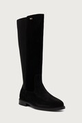 Tommy Hilfiger škornji ženski semiš ENAMEL FLAG SUEDE HIGH CHELSEA črni FW0FW09574
