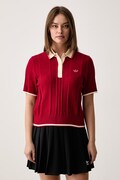 adidas Originals polo swetrowe damskie z wiskozą Cable Knit czerwone KR7060
