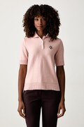 Twinset polo swetrowe damskie z wełną różowe 262LI3BBB