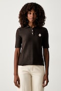 Twinset polo swetrowe damskie z wełną brązowe 262LI3BBB