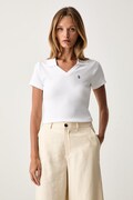 Guess Jeans polo pentru femei din bumbac cu elastan alb W6YP05 K3683