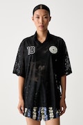 adidas T-shirt damski koronkowy x Farm Rio czarny KR0238