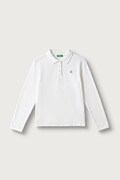 United Colors of Benetton Maglietta a maniche lunghe per bambini in cotone con elastan bianca 3WG9C300X