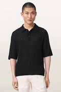 AllSaints polo męskie z dodatkiem wełny CYCLONE czarne M071KE
