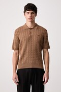 Lacoste polo męskie z bawełną brązowe AH0687
