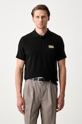 Karl Lagerfeld polo da uomo in cotone con elastan nero 500235.745780