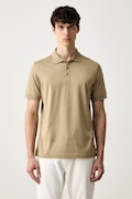 Karl Lagerfeld polo majica moška bombažna bež 563200.745002