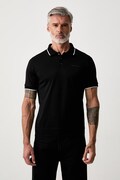 Karl Lagerfeld polo tričko pánske bavlnené čierne 563200.745080