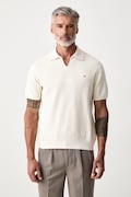 Tommy Hilfiger тениска с яка мъжка от памук бежова MW0MW43243