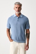 Tommy Hilfiger тениска тип пулове с яка мъжка от памук синя MW0MW43246
