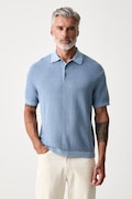 Tommy Hilfiger тениска тип пулове с яка мъжка от памук синя MW0MW43246