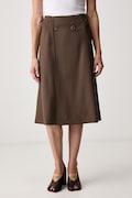MM6 Maison Margiela sukňa s vlnou hnedá hladká S52ME0035-M35436