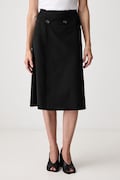 MM6 Maison Margiela sukňa s vlnou čierna hladká S52ME0035-M35436