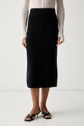 MM by Max Mara spódnica wełniana MMLSONNI granatowa gładka 2626306017600