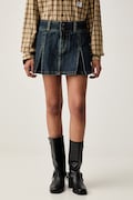 Levi's φούστα κοτλέ INVERTED PLEAT MINI σκούρα μπλε απλή 0089S