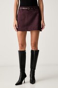 Guess fustă din imitație de piele întoarsă GRACE violetă simplă W6YD06 W2890