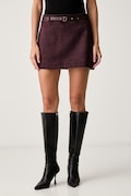 Guess fustă din imitație de piele întoarsă GRACE violetă simplă W6YD06 W2890
