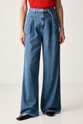 Morgan jeansy wide leg damskie niebieskie PELIAM