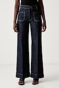 Victoria Beckham jeansy wide leg damskie Alina granatowe 1226DJE007252G