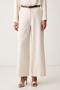 Haveone spodnie damskie z wiskozą beżowe high waist PGE.R160
