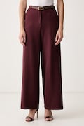 Haveone spodnie damskie z wiskozą bordowe high waist PGE.R160