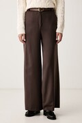 Haveone spodnie damskie z wiskozą brązowe high waist PGE.R160